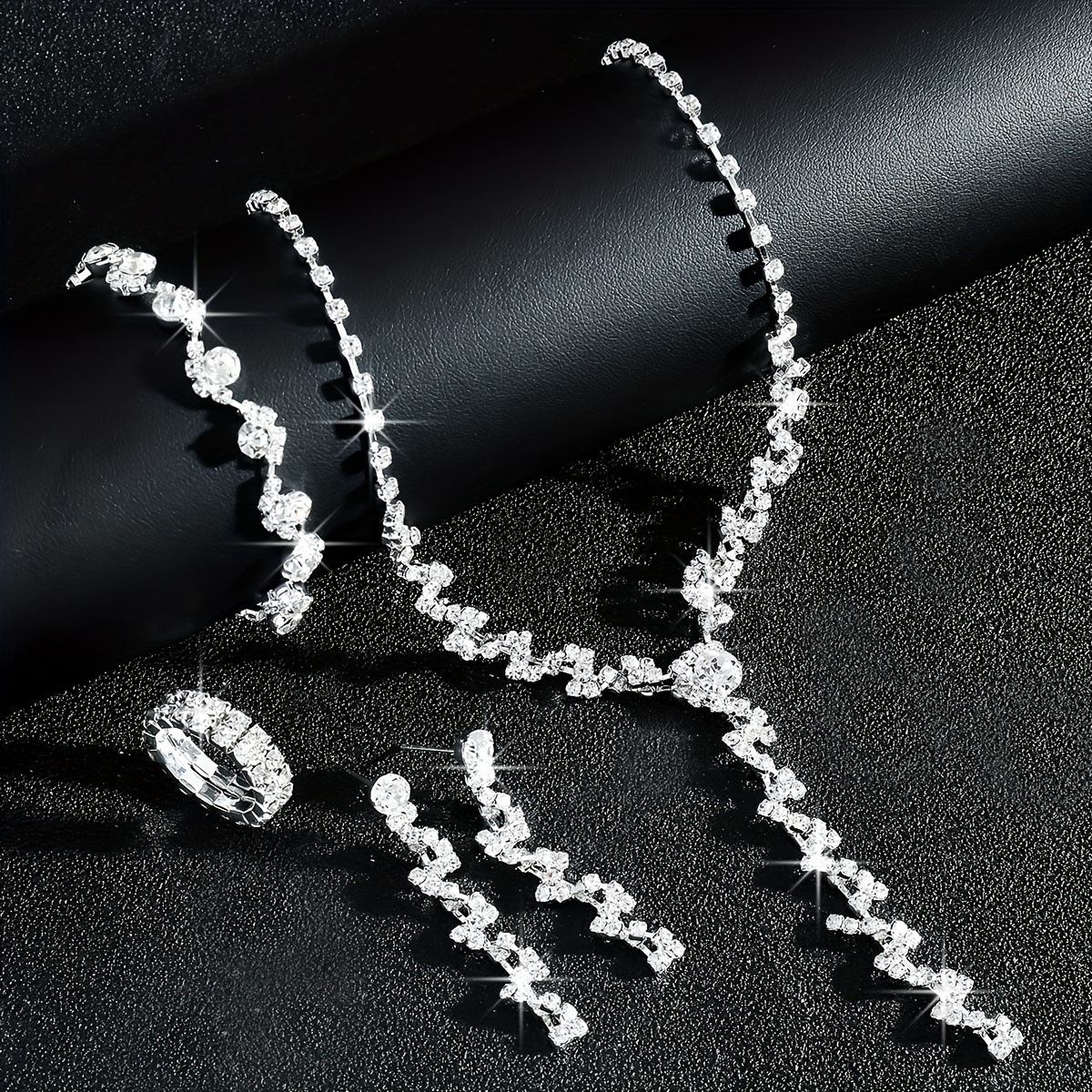Rhinestone Twist Jewelry Set for Weddings
